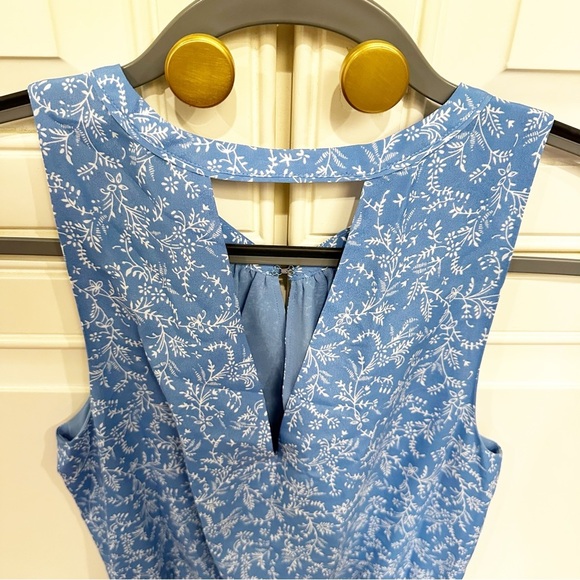 Joie Women’s Blue Microfloral Ruffle Flounce Sleeveless Keyhole Cutout Dress XS - Picture 8 of 11